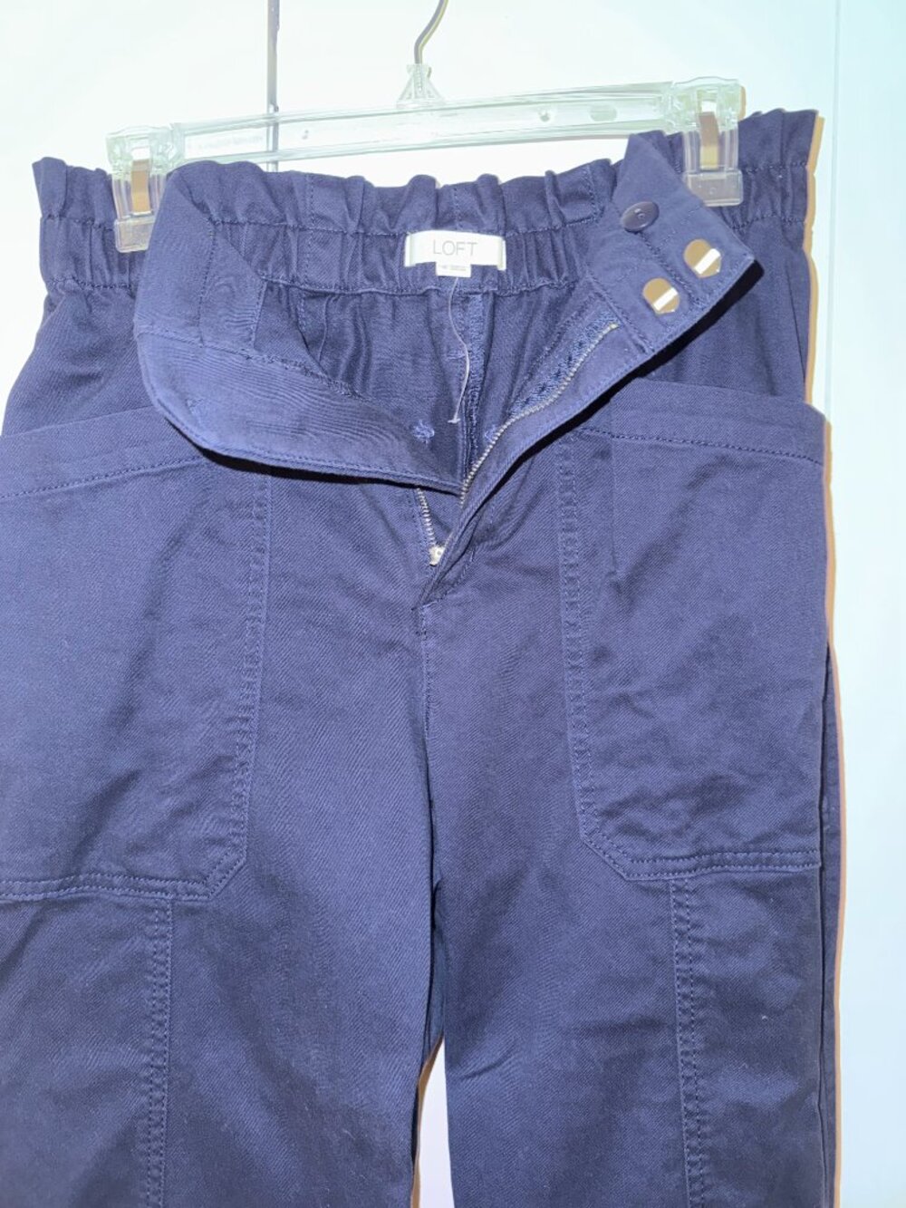 LOFT High Waist, Wide Leg, Cropped Twill Pants - Picture 4 of 9